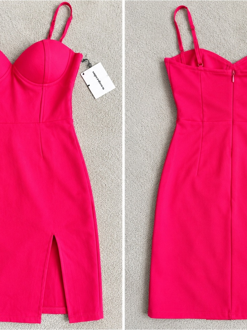 superdown Hot Pink Bodycon Mini Dress with Front Slit